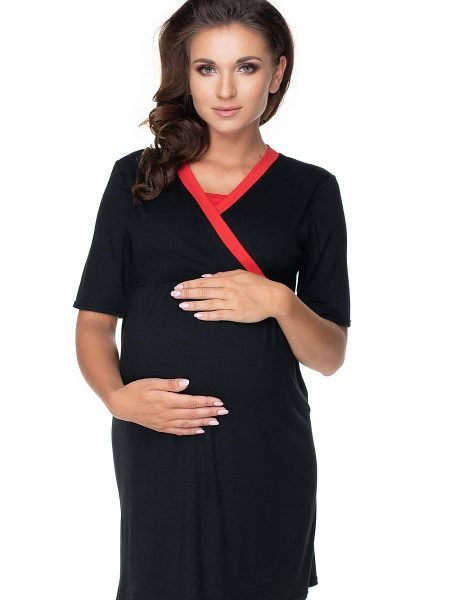 Naktiniai marškiniai PeeKaBoo  (juoda) - Naktiniai marškiniai, pižamos, Nėštumo mada