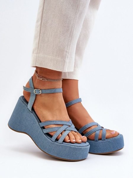 Basutes su platforma Step in style  (mėlyna) - Šlepetės, basutės, Su platforma