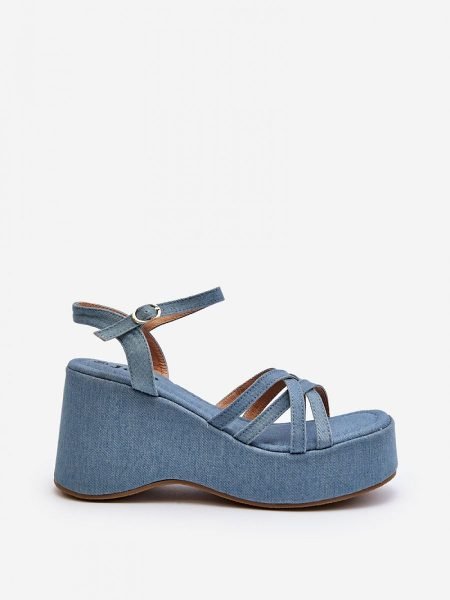 Basutes su platforma Step in style  (mėlyna) - Šlepetės, basutės, Su platforma