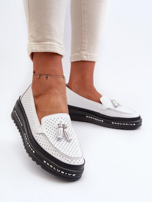 Mokasinai Step in style  (balta) - Bateliai, Su platforma