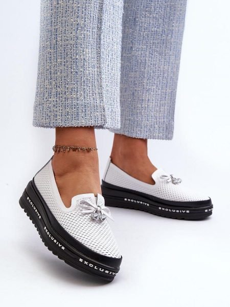 Mokasinai Step in style  (balta) - Bateliai, Su platforma