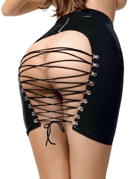 Seksualus sijonas Glossy  (juoda) - Seksualus apatinis trikotažas, Seksualūs marškinėliai, suknelės