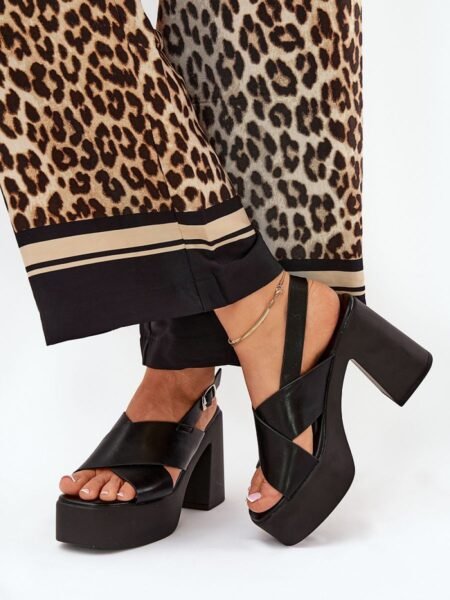 Sandalai su kulnu Step in style  (juoda) - Šlepetės, basutės, Su kulnu, Su platforma