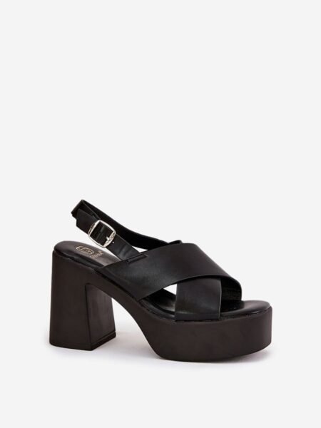 Sandalai su kulnu Step in style  (juoda) - Šlepetės, basutės, Su kulnu, Su platforma