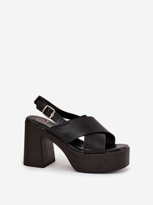 Sandalai su kulnu Step in style  (juoda) - Šlepetės, basutės, Su kulnu, Su platforma