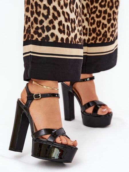 Sandalai su kulnu Step in style  (juoda) - Šlepetės, basutės, Su kulnu, Su platforma